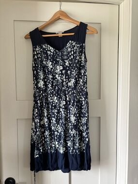 LOFT Navy Floral Sleeveless Dress